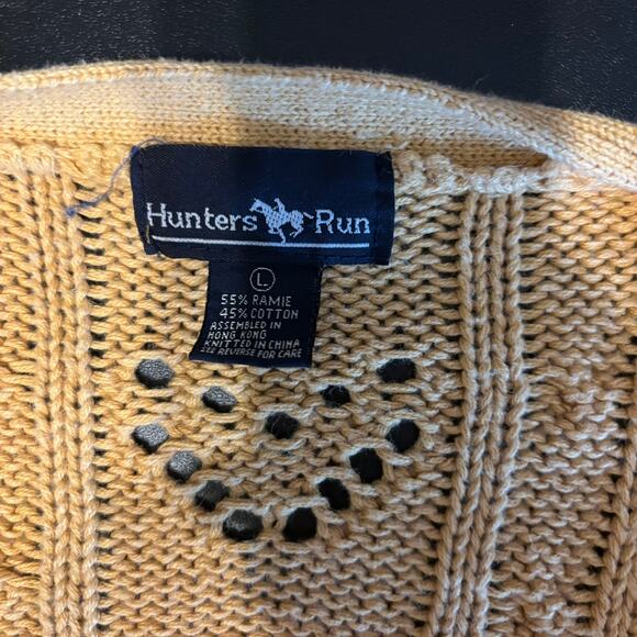 Vintage Hunters Run Womens Mustard Gold Yellow Cardigan Cable Knit Sweater Large - Picture 6 of 6